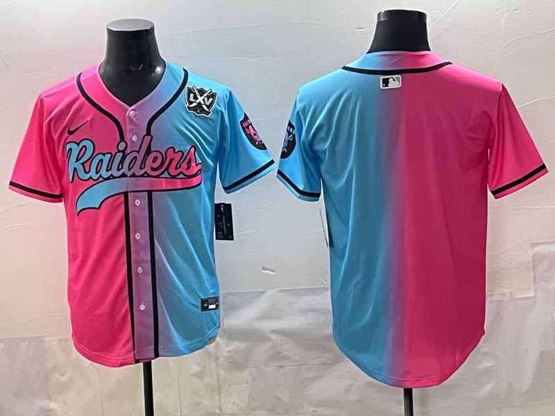 Men 2025 Oakland Raiders Blank Blue pink Nike Limited NFL Jersey style 003->oakland raiders->NFL Jersey